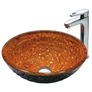  Vigo VGT120 Amber And Gold Glass Vessel Sink And Faucet 
