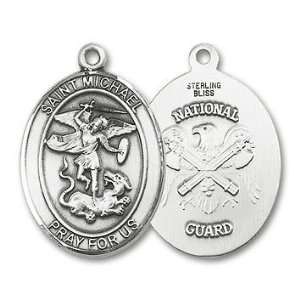    St. Michael National Guard Large Sterling Silver Medal: Jewelry