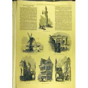  1872 Antwerp Market Windmill Holland Prison Sketches