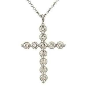    prong Set Round Diamond Cross Pendant on Chain .99cttw: Jewelry