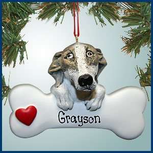 Personalized Christmas Ornaments   Greyhound on Bone   Personalized 