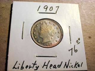 Liberty Head Nickel 1907.GradeAU+.*Problemshort scratch on face.