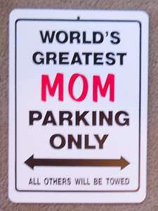   Plastic Sign Worlds Greatest Mom Mother Mommy White Red Black  