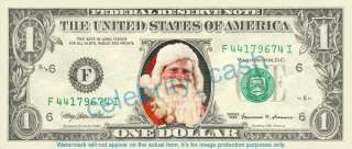 Santa Claus Dollar Bill (color)   Mint! Christmas/ Xmas  