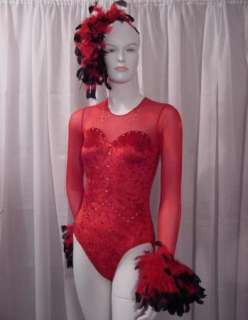 Rhinestone Showgirl PIQUANT Leotard CHRISTMAS Dance Costume Adult 