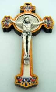 Wood Saint St Benedict Olive Wood RARE Pectoral Crucifix Cross Medal 