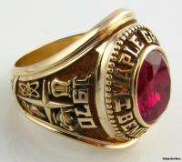 1970 Maple Grove Bemus Point Syn Red Spinel HS Class Ring   10k Gold 