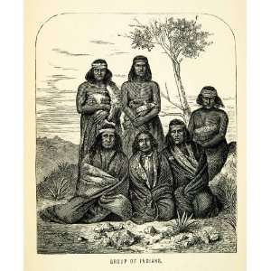   Natives Costume Aborigines   Original Wood Engraving