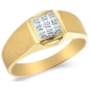   Pave Set Round Cut Mens Diamond Wedding Ring Band (.03 cttw): Jewelry