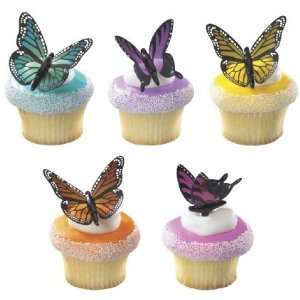 12 pc Butterfly Cupcake Picks: Toys & Games