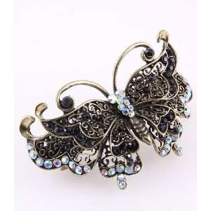  New Style Gold Color Hair Clip with Rhinesotne Black Color 