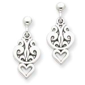   White Gold Filigree Heart Dangle Earrings: West Coast Jewelry: Jewelry