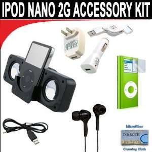 Accessory kit for iPod Nano 2G. Includes Black portable stereo speaker 