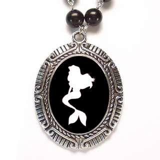 G14 LITTLE MERMAID ARIEL SILHOUETTE cameo necklace new  