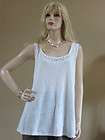   Fisher WHITE SCOOP NECK TANK LINEN JERSEY WITH SEQUINS 1X NEW $168 nos