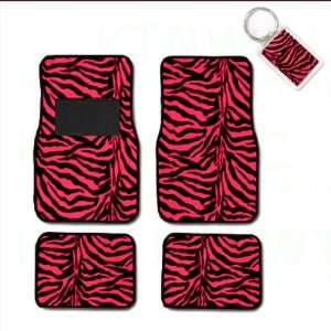   Floor Mats for Cars / Truck and 1 Key Fob   Zebra Hot Pink: Automotive