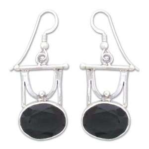    Onyx earrings, Kali Mother Goddess 0.8 W 1.8 L Jewelry