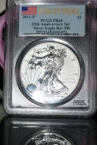 2011 P Silver Eagle Reverse Proof 25th Anniversary Set PCGS PR68 First 