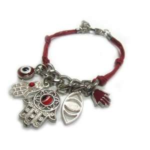   Hamsa/Hand of Fatima and Evil Eye Charms   Good Luck Bracelet: Jewelry