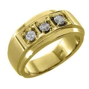  Gold Mens Brilliant Round 3 Stone Diamond Pinky Ring 1 Carat: Jewelry