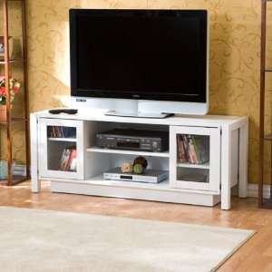   Southern Enterprises White TV Stand Media Console Furniture & Decor