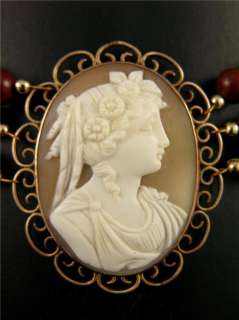 VICTORIAN 9CT GOLD CARVED CAMEO NECKLACE CHOKER C1880  