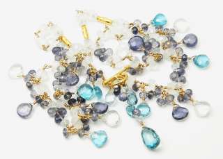 14K London Topaz Iolite Aquamarine Moonstone Necklace  