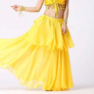 Hot! New Dancing Costumes Belly Dance Spiral Skirt 3 layers circle 9 