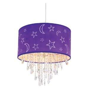   PND 1001 LILAC 15 Inch Moon And Stars Pendant, Lilac