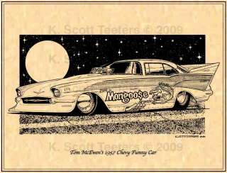 Tom McEwens 1957 Chevy Funny Car Print FC 21  