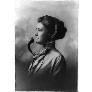  A Telephone Operator,c1911,woman wearing earphones