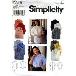  Simplicity Womens Shirt Sewing Pattern Four Views # 9818 