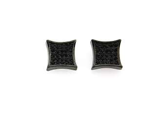 MENS BLACK CZ ICED OUT HIP HOP PAVE KITE STUD EARRING  