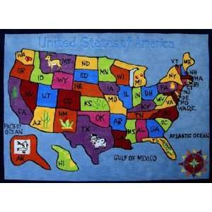  Kids Rug Zoomania Collection, 5 x 7 Feet, U.S Map Blue: Home & Kitchen