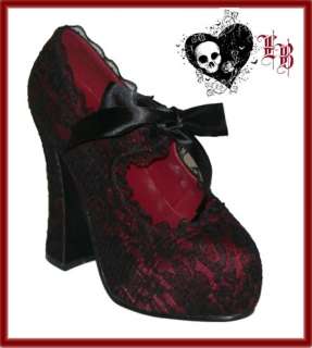 DEMONIA~Lace Ribbon Shoes~Demon 11~Red/Black~Gothic~10  