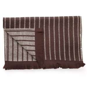  Brown Striped Scarf Wool and Cashmere Made in Italy DD 
