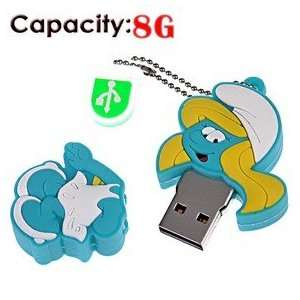    8G Rubber USB Flash Drive with Shape of Smurfs (Blue) Electronics