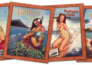 SURFER GIRL,HAWAII ALOHA wallpaper border PB58014DB  