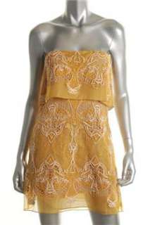 BCBG MaxAzria Runway NEW Yellow Cocktail Dress Embroidered Sale 4 