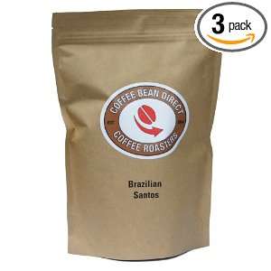 Coffee Bean Direct Brazilian Santos, Whole Bean Coffee, 16 Ounce Bags 