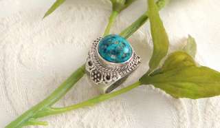 Blue Copper Turquoise Sterling Silver Plated Ring g158  