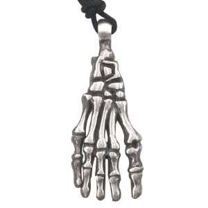  Bone Skeleton Foot Pewter Pendant Necklace: Jewelry