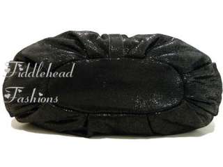 Makowsky Satchel Glove Leather STANTON Shimmer Pocket Tote Bag Black 
