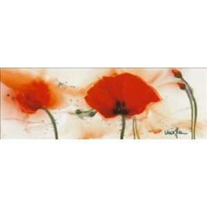 Marthe: 59.1W by 20.5H : Coquelicots au vent III CANVAS 