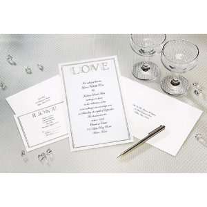  Wedding Invitation 25 Invitations, Love Invitation Silver Kit 