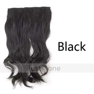  Lady Synthetic Curly Wavy Onepiece Clip On Hair Extensions Hairpiece 
