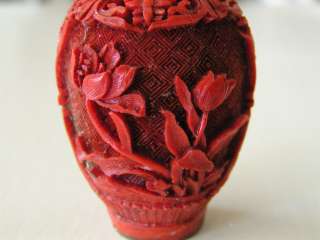 Carved Chinese cinnabar snuff bottle #3  