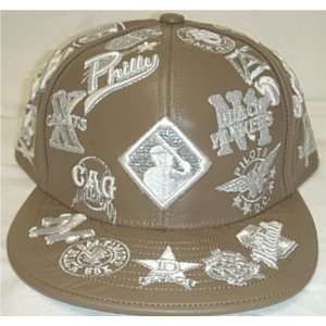   Negro League Leather Flatbill Fitted Cap   Tan