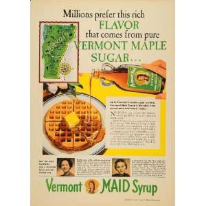   Vermont Maple Sugar Syrup Waffles   Original Print Ad