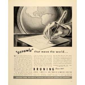  1939 Ad Charles Bruning Drafting Design Supplies Paper 